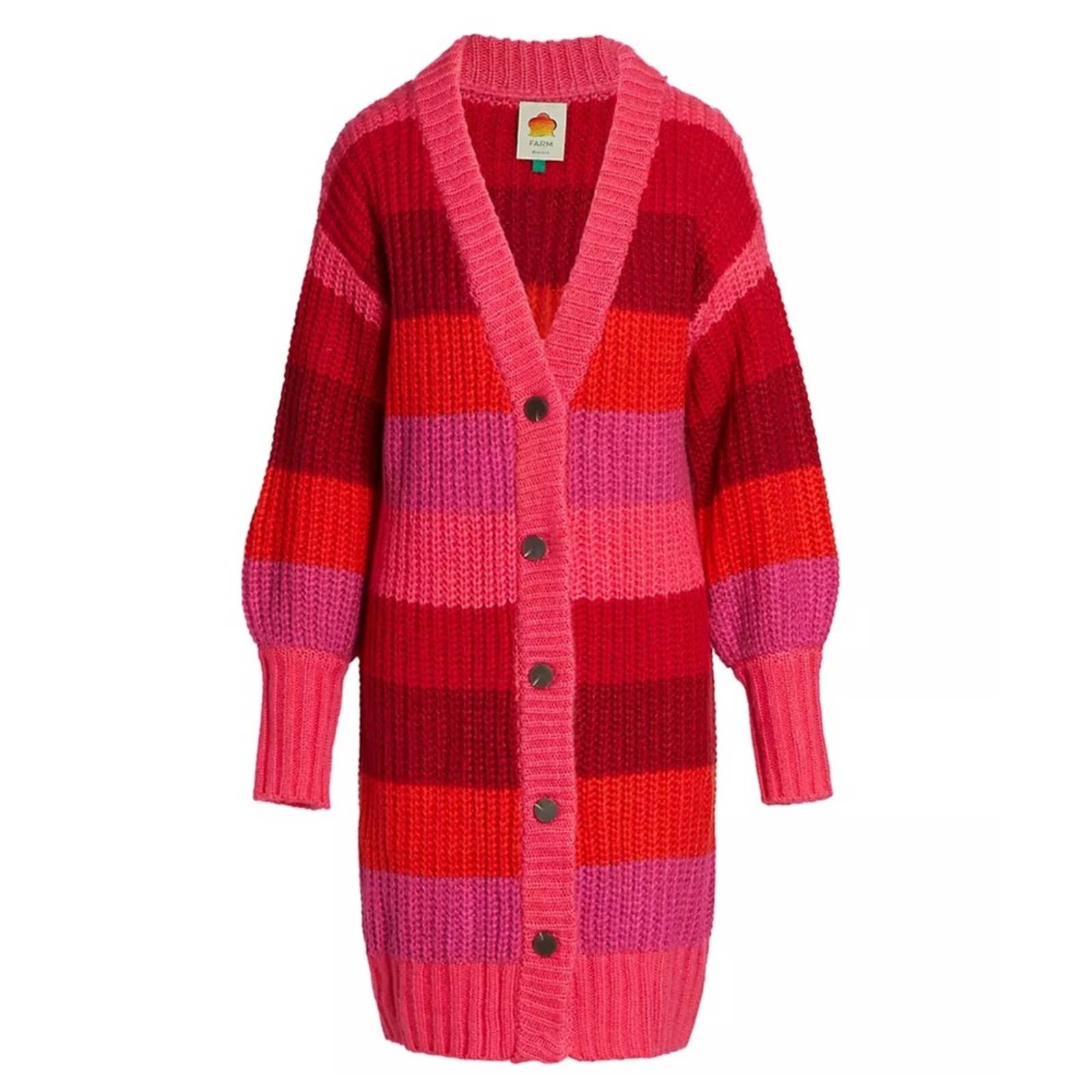 image of Farm Rio Striped Maxi Cardigan in Pink, Women's (Size XS)