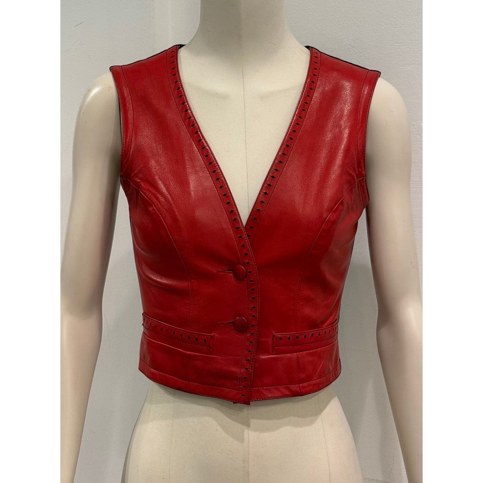 plein sud 2000s Plein Sud red leather vest Size US L / EU 52-54 / 3 - 3 Thumbnail
