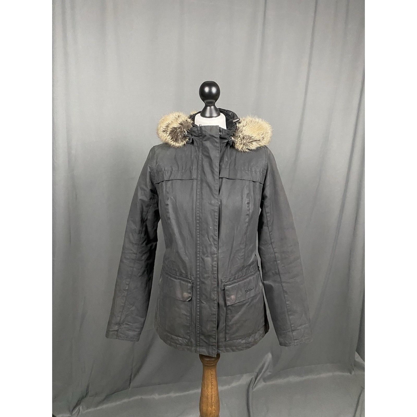 Barbour Barbour Ellen Women's Black Hooded Waxed Parka Jacket Size U Size L / US 10 / IT 46 - 2 Thumbnail