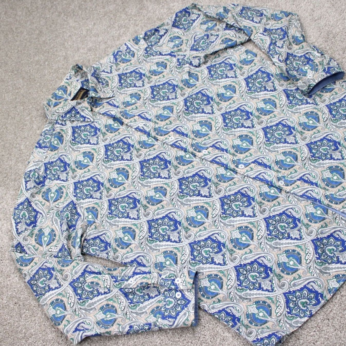 Cremieux Cremieux Premium Button-Up Shirt Mens XL Blue Floral 100% Cotton Long Sleeve Size US XL / EU 56 / 4 - 7 Thumbnail