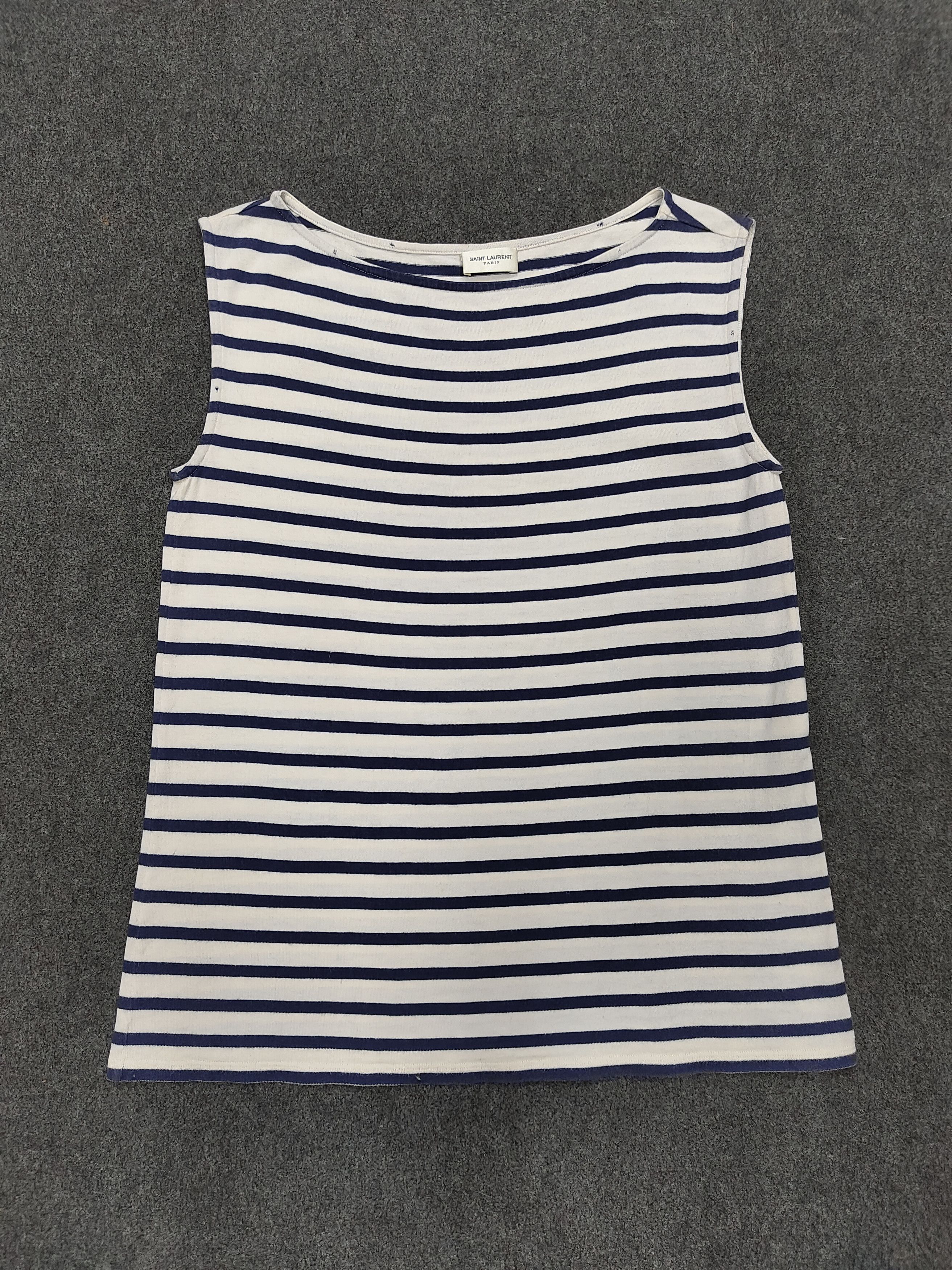 Saint Laurent Paris Saint Laurent- Classic Nautical Breton Stripe Sleveeless Top Size L / US 10 / IT 46 - 6 Thumbnail