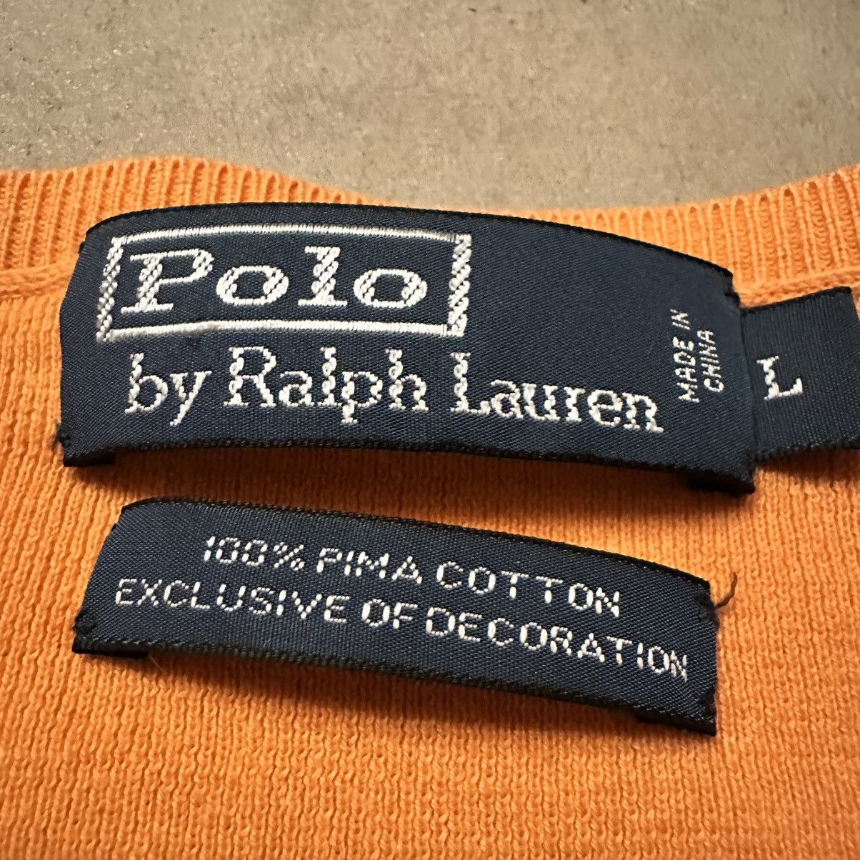 Polo Ralph Lauren Light Orange Polo Ralph Lauren Pima Cotton V-Neck Sweater Size US L / EU 52-54 / 3 - 4 Thumbnail