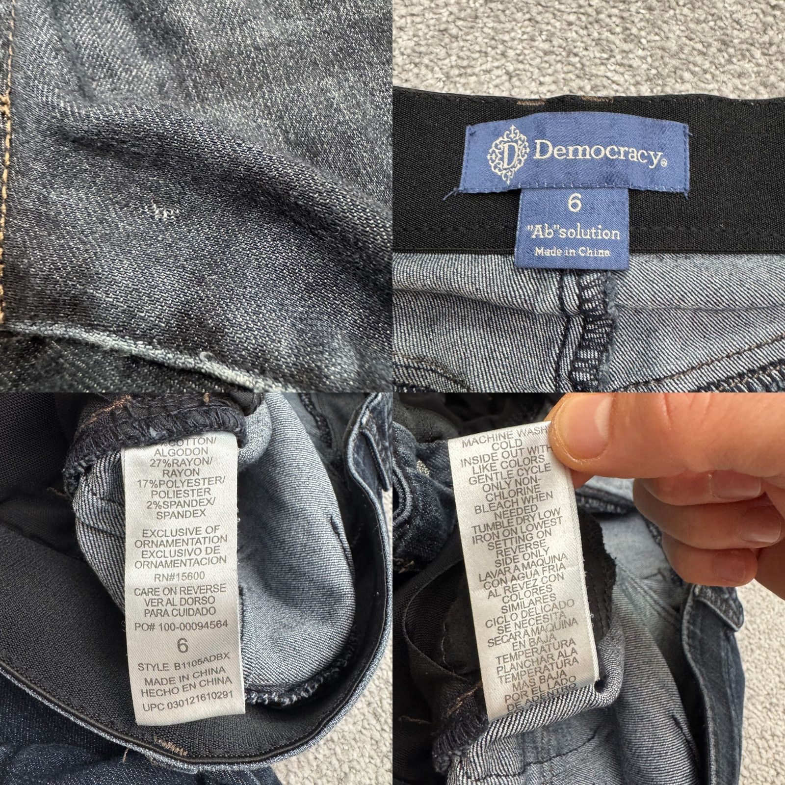 Vintage Democracy AB Solution Skinny Jeans Womens 6 Blue Dark Wash Denim Slim Stretch Casual Size 30" / US 8 / IT 44 - 8 Thumbnail