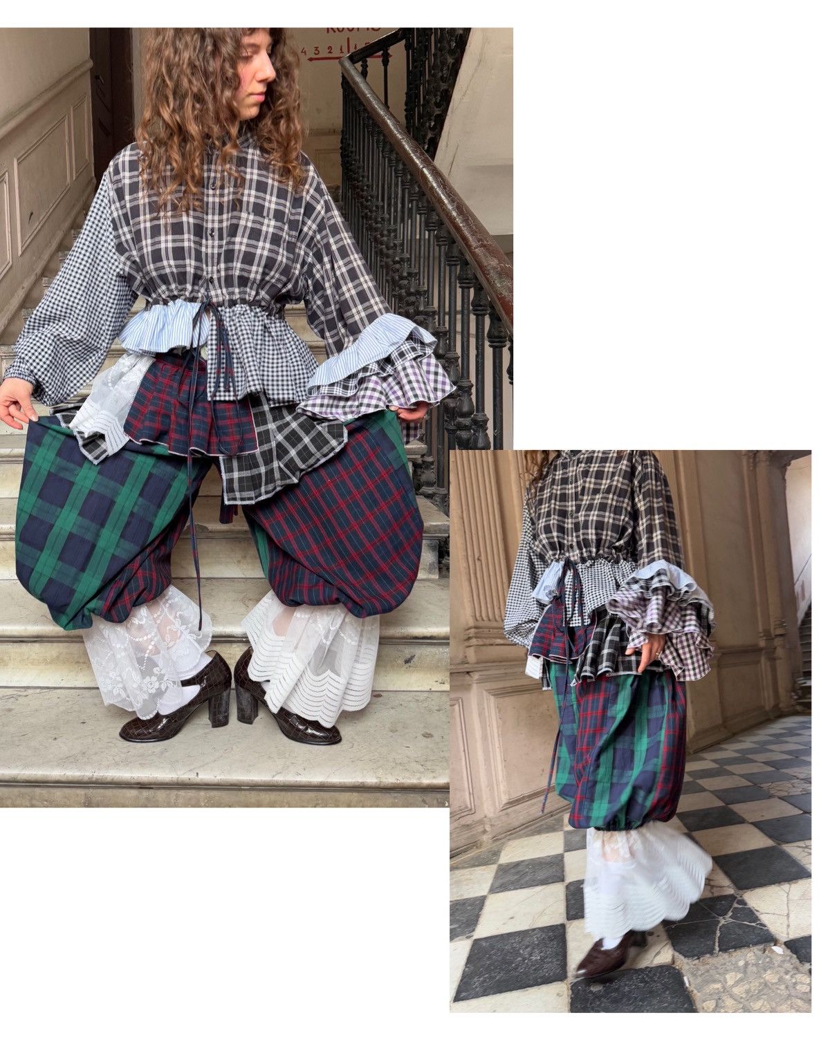 Japanese Brand 1-of-1 Upcycled Japanese Kimono Harem Pants & Apron Belt Set Size 28" / US 6 / IT 42 - 7 Thumbnail