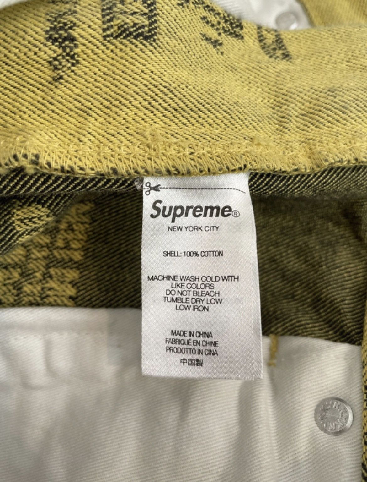 Supreme Supreme Trademark Jacquard Baggy Jean Yellow Washed Size US 30 / EU 46 - 10 Thumbnail