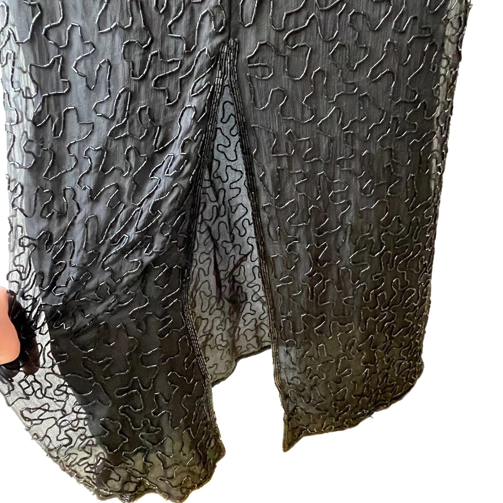 Vintage VINTAGE 80s SCALA Gold and Black Beaded Evening Gown Size 16 Size XXL / US 16-18 / IT 52-54 - 9 Thumbnail