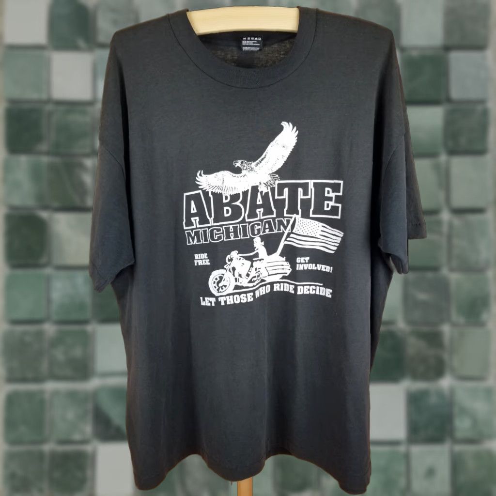 Fruit Of The Loom VINTAGE ABATE MICHIGAN MOTORCYCLE SINGLE STITCH BLACK T-SHIRT 3XL 90's FRUIT OF THE LOOM MEN SS Crew Neck Cotton USA Retro/Motorcycle Size US XXL / EU 58 / 5 - 1 Thumbnail