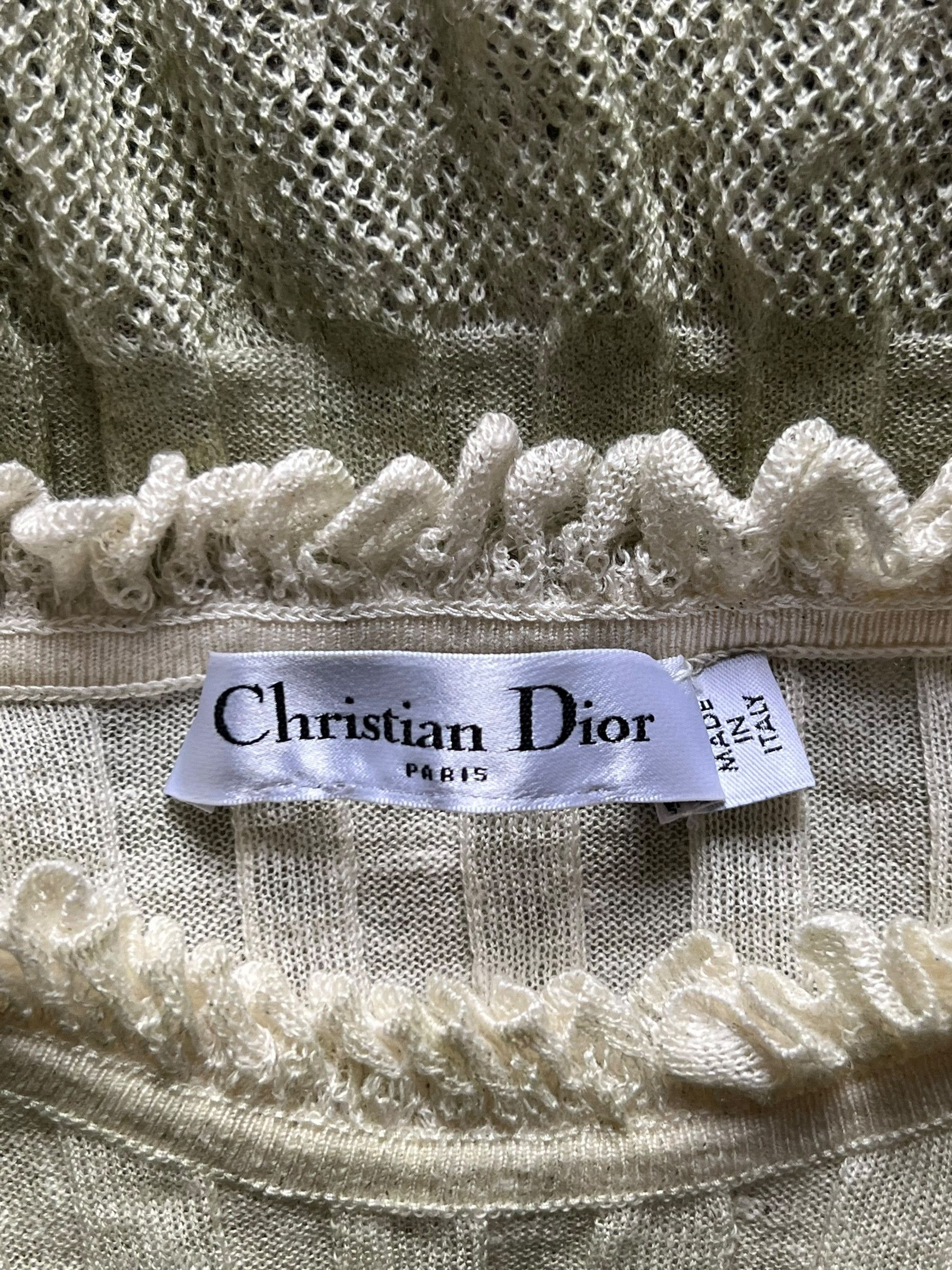 Dior Christian Dior Green Mesh Ruffled Top Size S / US 4 / IT 40 - 6 Thumbnail