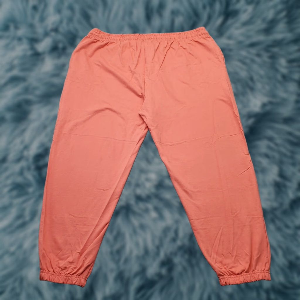 Essentials Real Essentials Cozy Jogger Pants Womens 3X Pink Cotton Elastic Waist Drawstring Pants 3X Womens Pink Jogger Real Essentials Size 40" / US 18 - 1 Thumbnail