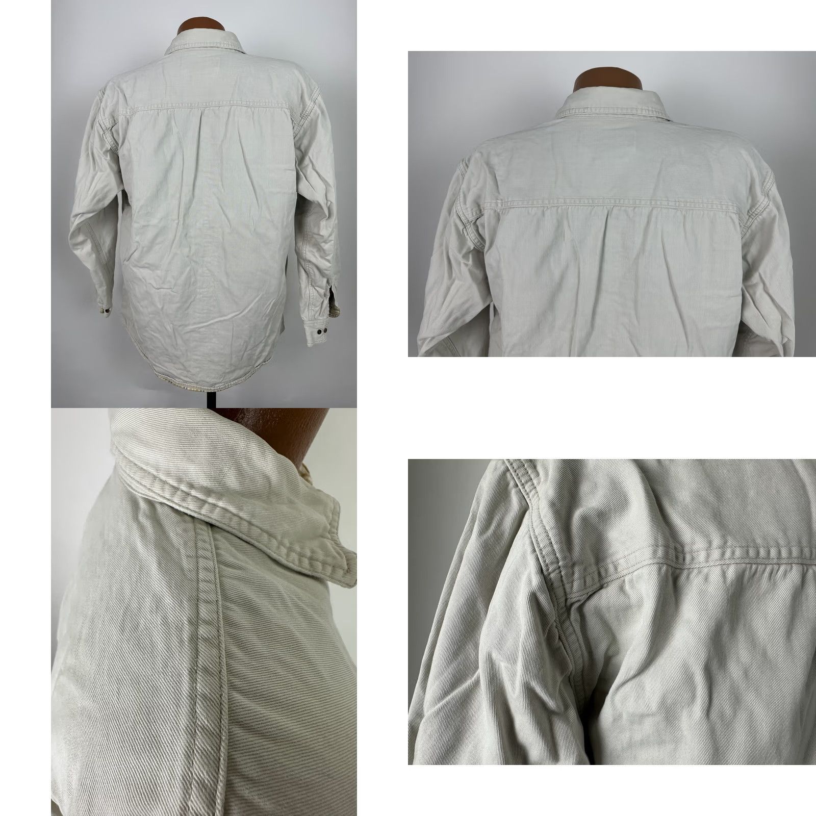 Vintage VINTAGE Trail's End Flannel-Lined Shirt Jacket Mens Large Ivory Cotton Twill 90s Grunge Casual Shirt Jacket Men Large Ivory Accessories: Pockets Size US L / EU 52-54 / 3 - 8 Thumbnail