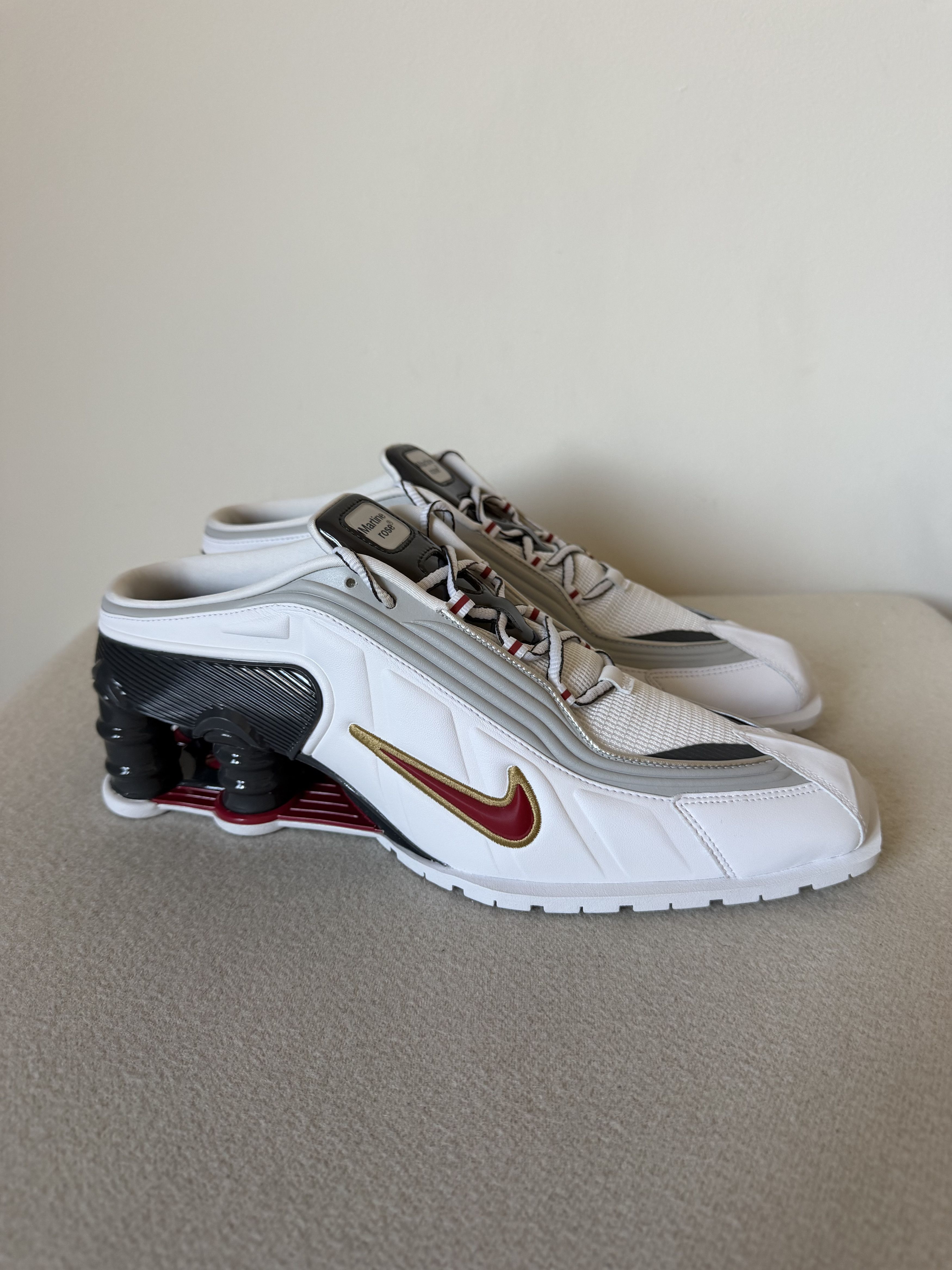 Martine Rose Nike Shox MR4 in White Red