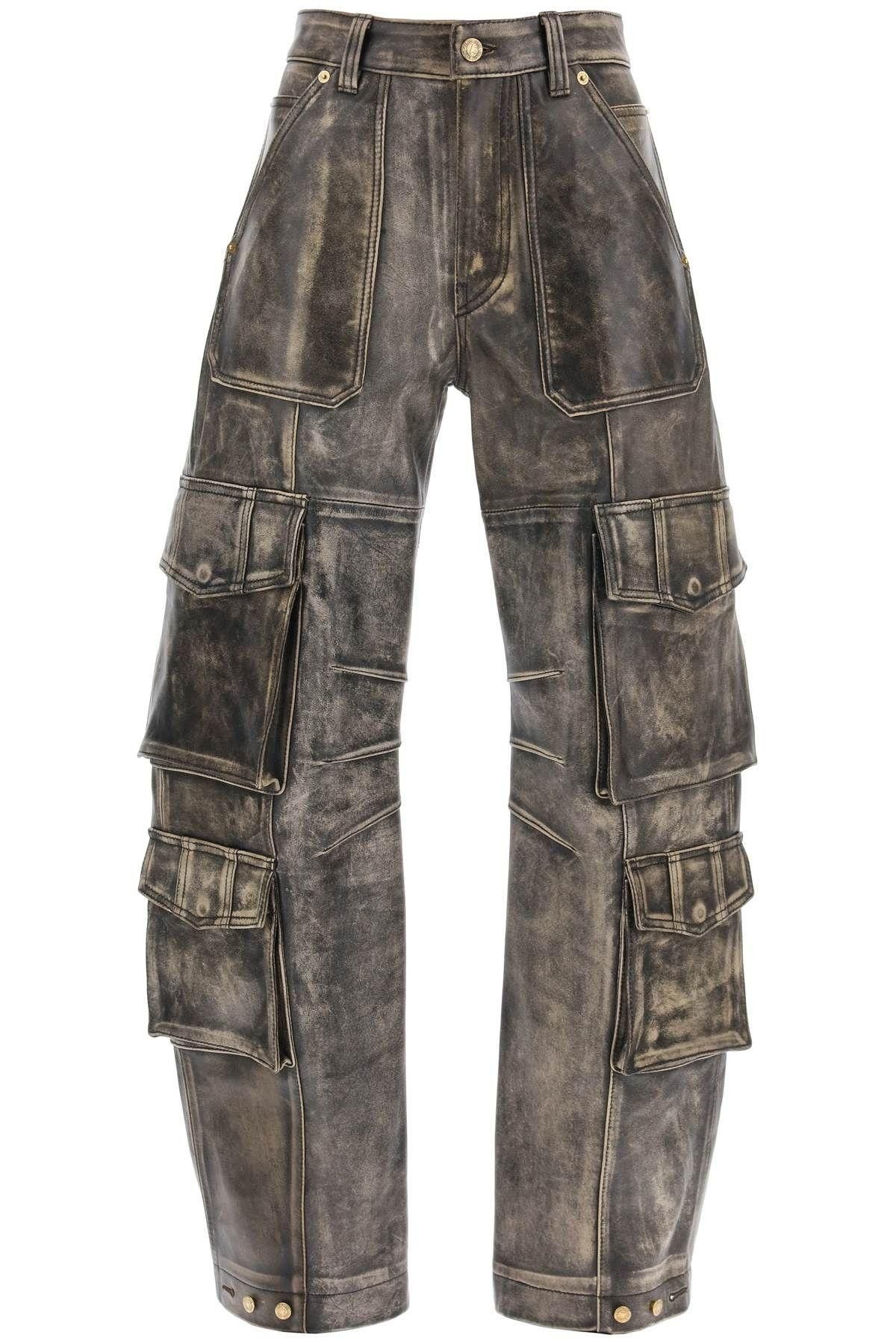 image of Golden Goose Irin Cargo Pants In Vintage-Effect Nappa Leather Size Eu 38 For Women in Brown