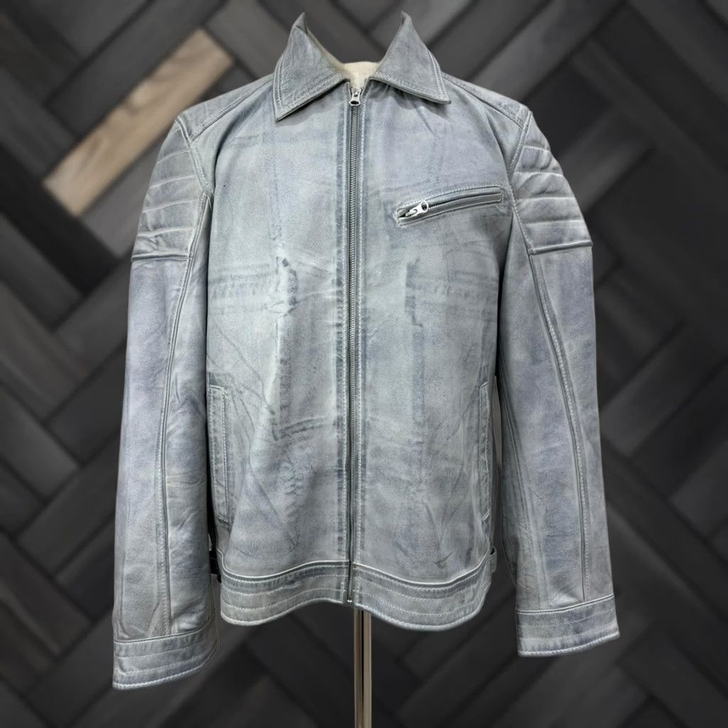 Vintage Men's Italian Sheepskin Genuine Leather Jacket Blue Coat L Size US L / EU 52-54 / 3 - 1 Thumbnail