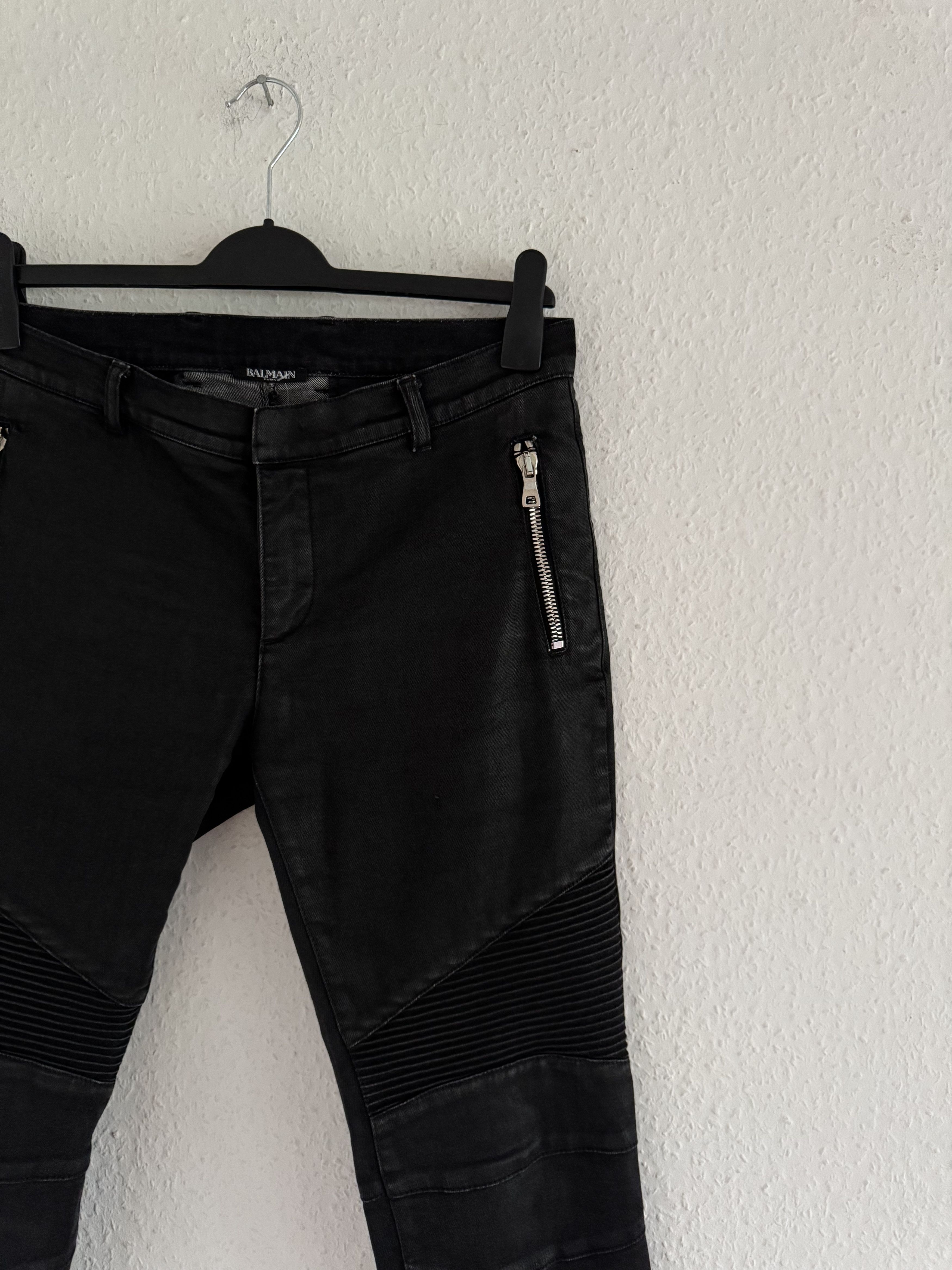 Balmain Waxed Biker Denim Jeans Size US 31 - 5 Thumbnail