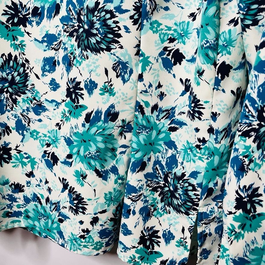Other Vintage Womens Floral Dress Blouse Leslie Fay Blue White Top Size L / US 10 / IT 46 - 5 Thumbnail