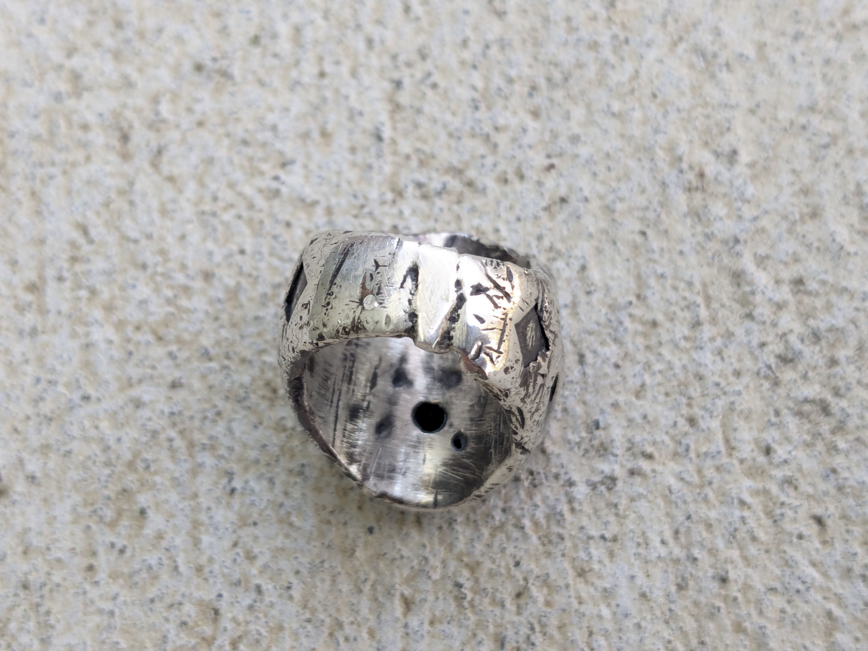 Other Vintage Sterling Silver Ring CZ 6 Trident Cocktail Pinky Size ONE SIZE - 10 Thumbnail