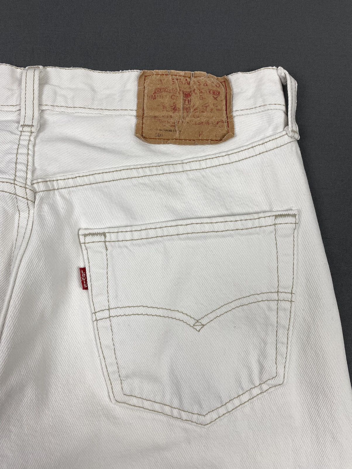 Levi's 1990’s Vintage Levi’s 501 USA Made White Denim Pants 32X32 Size US 31 - 13 Thumbnail