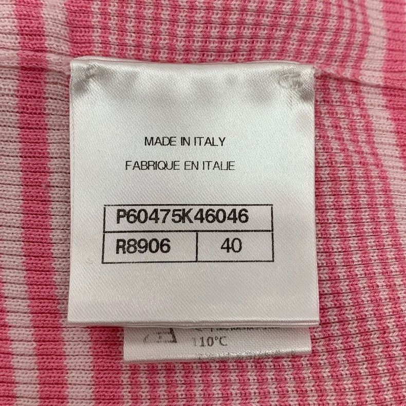 Chanel Chanel Pink striped logo embroidered cotton round-neck sle Size S / US 4 / IT 40 - 6 Thumbnail