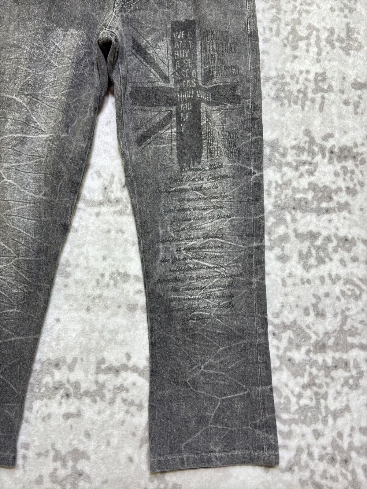Vintage Y2K Wild Life Poem Print Whiskered Cropped Denim Jeans Size US 29 - 6 Thumbnail