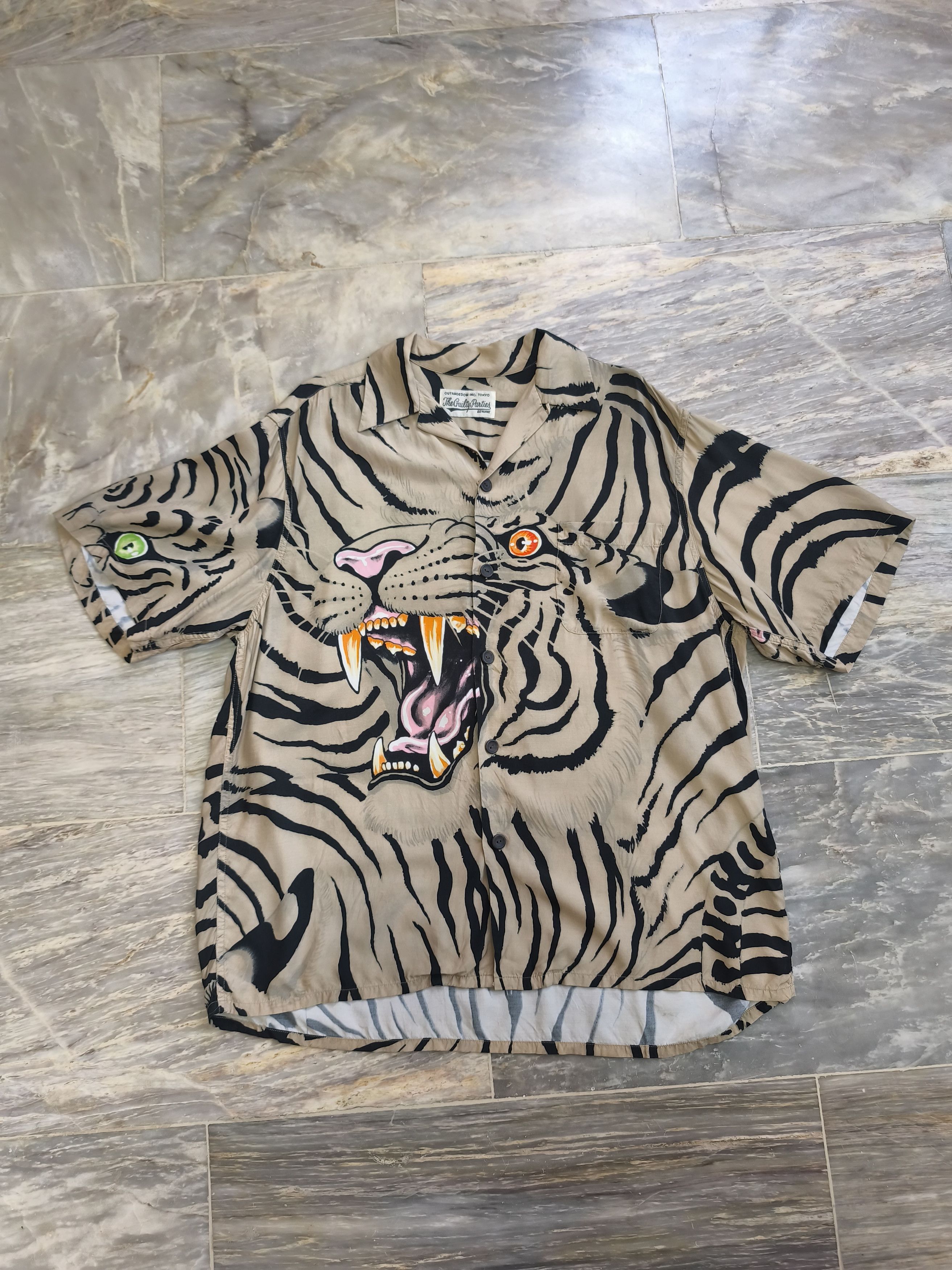 Wacko Maria Guilty Parties 22SS Tim Lehi Tiger Hawaiian Polo Size US M / EU 48-50 / 2 - 1 Thumbnail