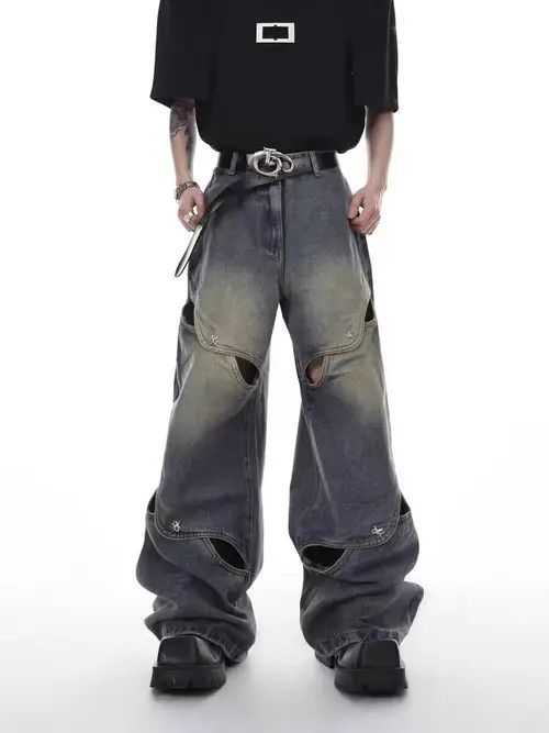 VIBE Retro hollow metal button design wide-leg jeans Size US 32 / EU 48 - 4 Thumbnail