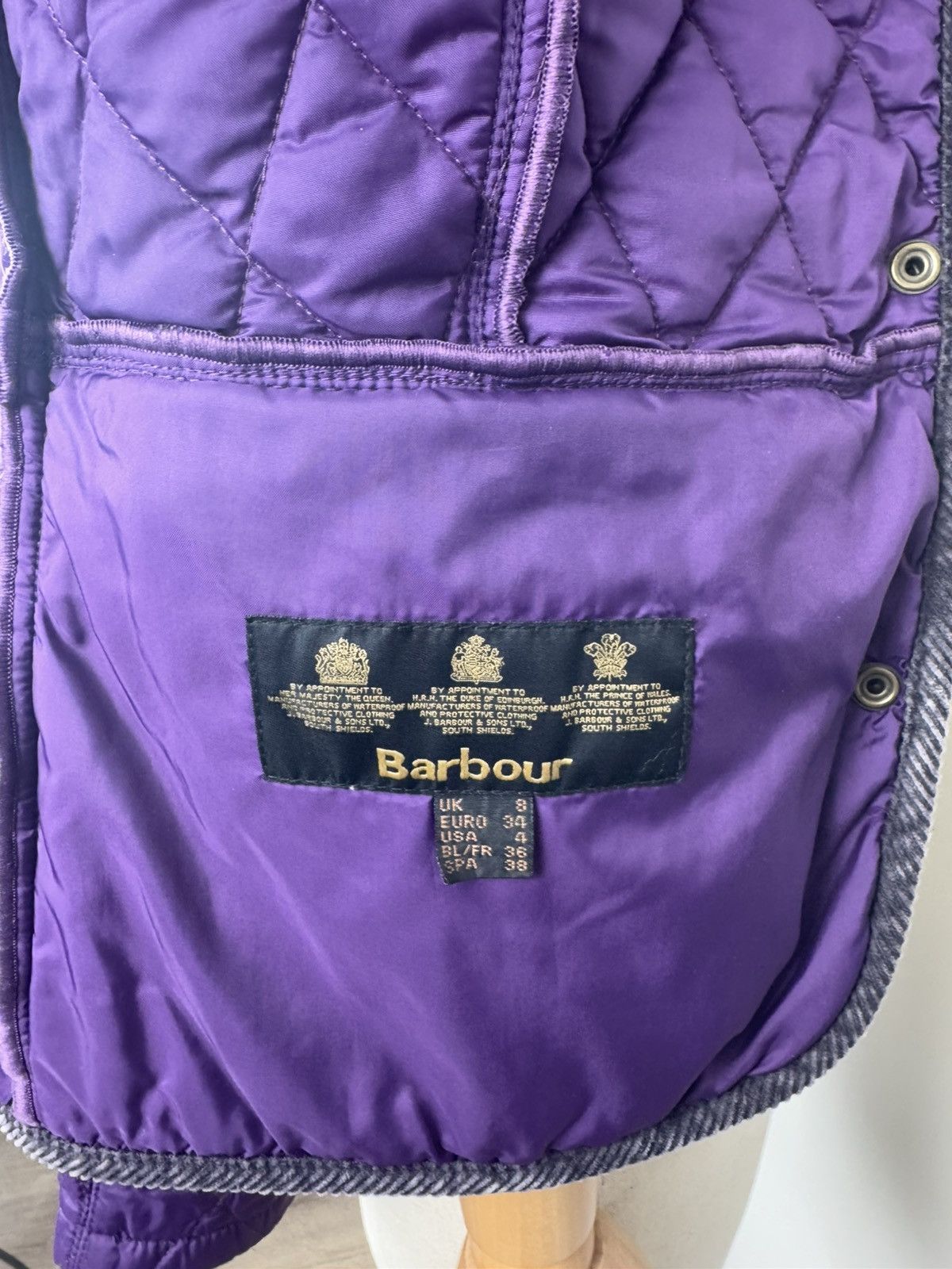 Barbour × Vintage Men’s Vintage Barbour Quit Jacket Purple size 4 Size S / US 4 / IT 40 - 6 Thumbnail