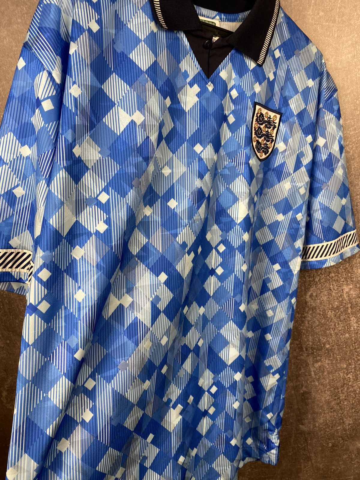 Vintage Vintage 90s England Score Draw Blue Jersey rare Size US L / EU 52-54 / 3 - 3 Thumbnail