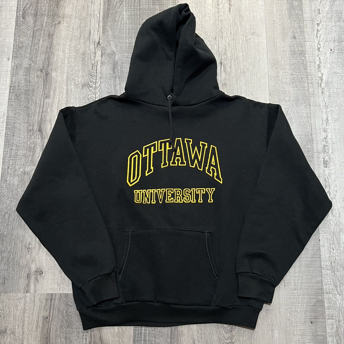 Vintage VTG 1970s Sportswear Black Ottawa University College Hoodie Size US L / EU 52-54 / 3 - 1 Thumbnail