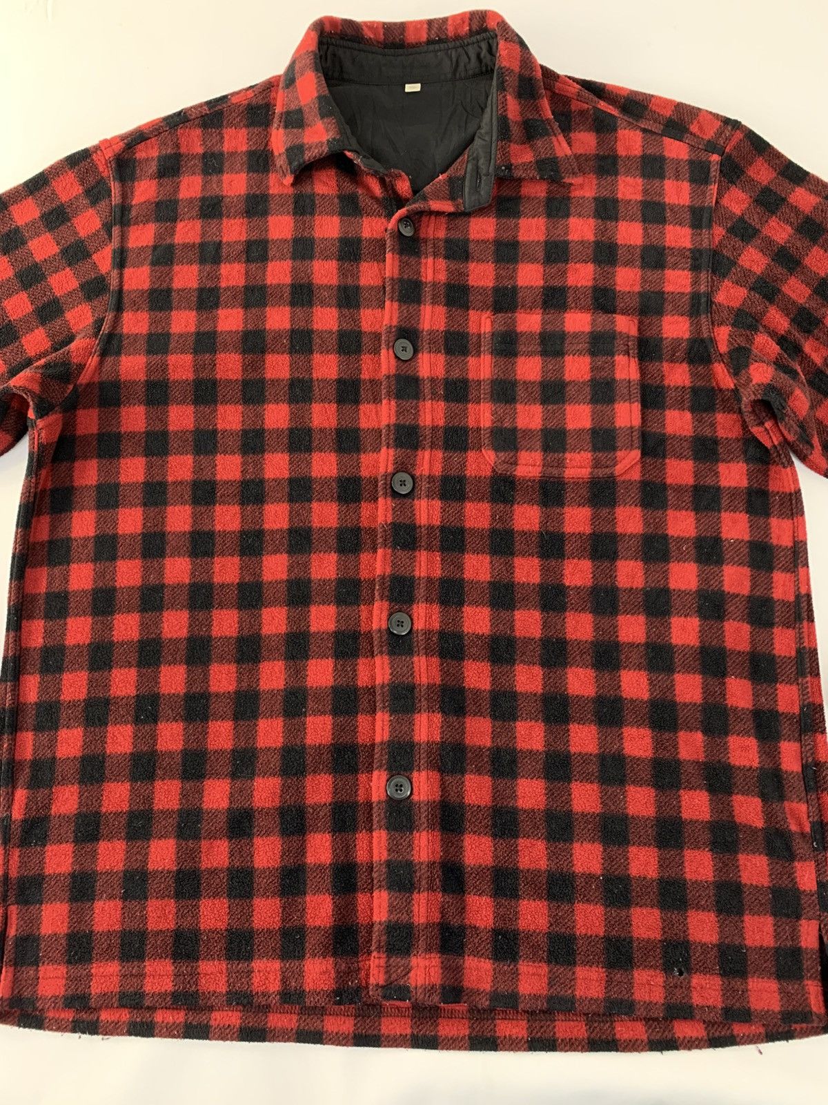 Vintage Vintage Style Japanese Fleece Button Up Shadow Plaid Checked Size US XL / EU 56 / 4 - 3 Thumbnail