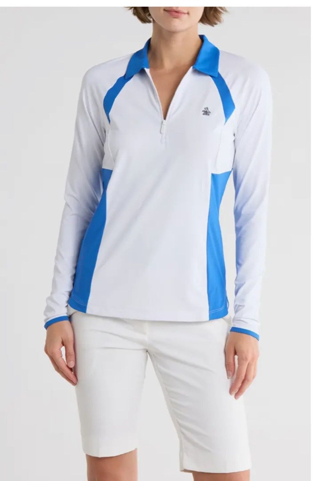 Original Penguin Penguin white and blue Colorblock Half Zip Polo Size L Size L / US 10 / IT 46 - 1 Thumbnail