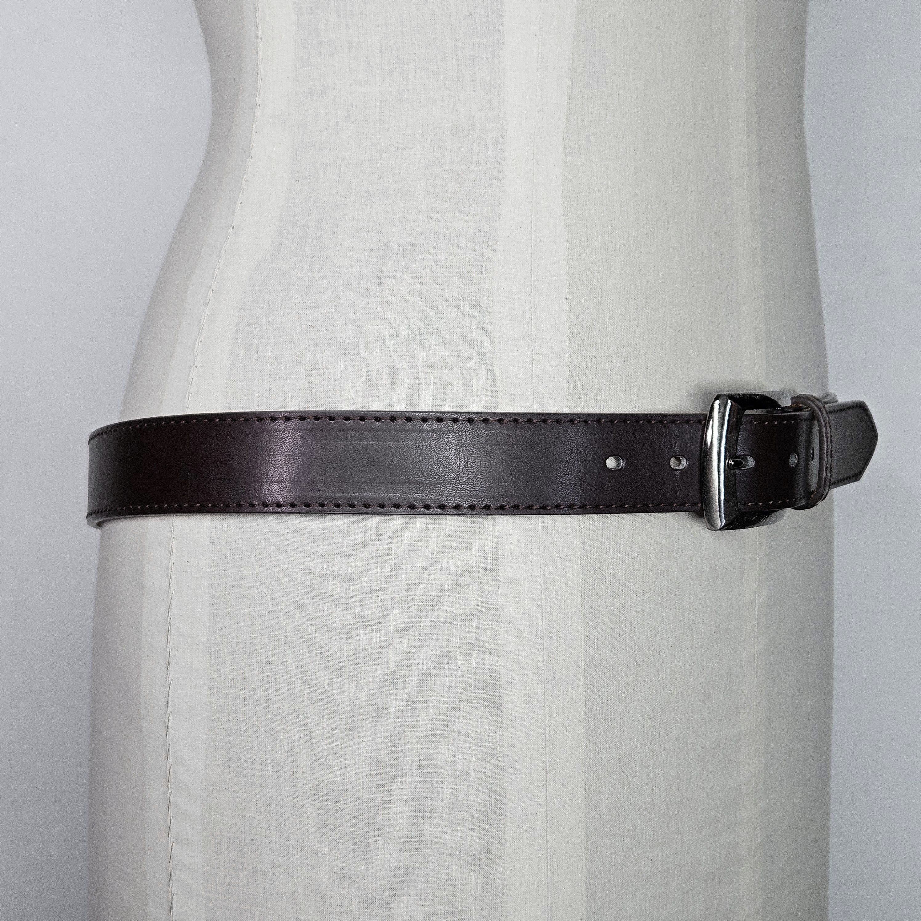Bass Bass 37-41" Belt Dark Brown Vegan Leather Silver Buckle Size 38 - 5 Thumbnail