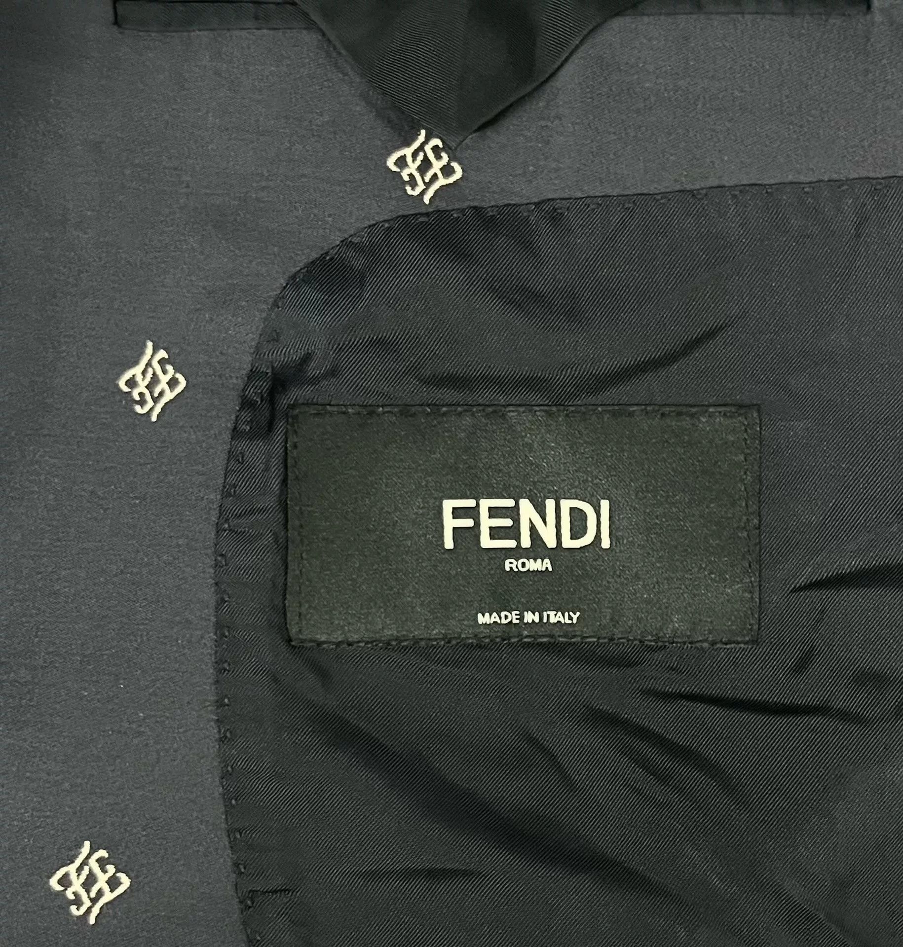 Fendi Fendi Blue Embroidered Double F Wool Blazer Size US L / EU 52-54 / 3 - 4 Thumbnail