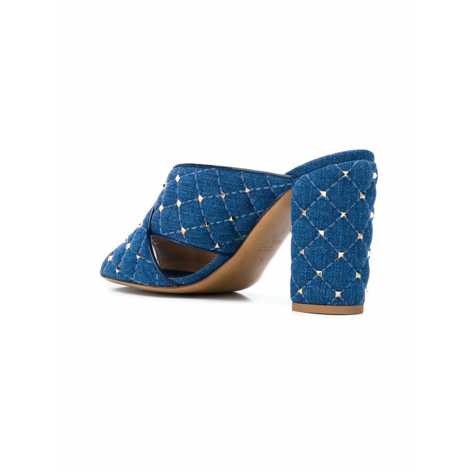 Valentino Valentino Rockstud Spike Denim Blue Mule Stud Backless Size US 6.5 / IT 36.5 - 9 Thumbnail