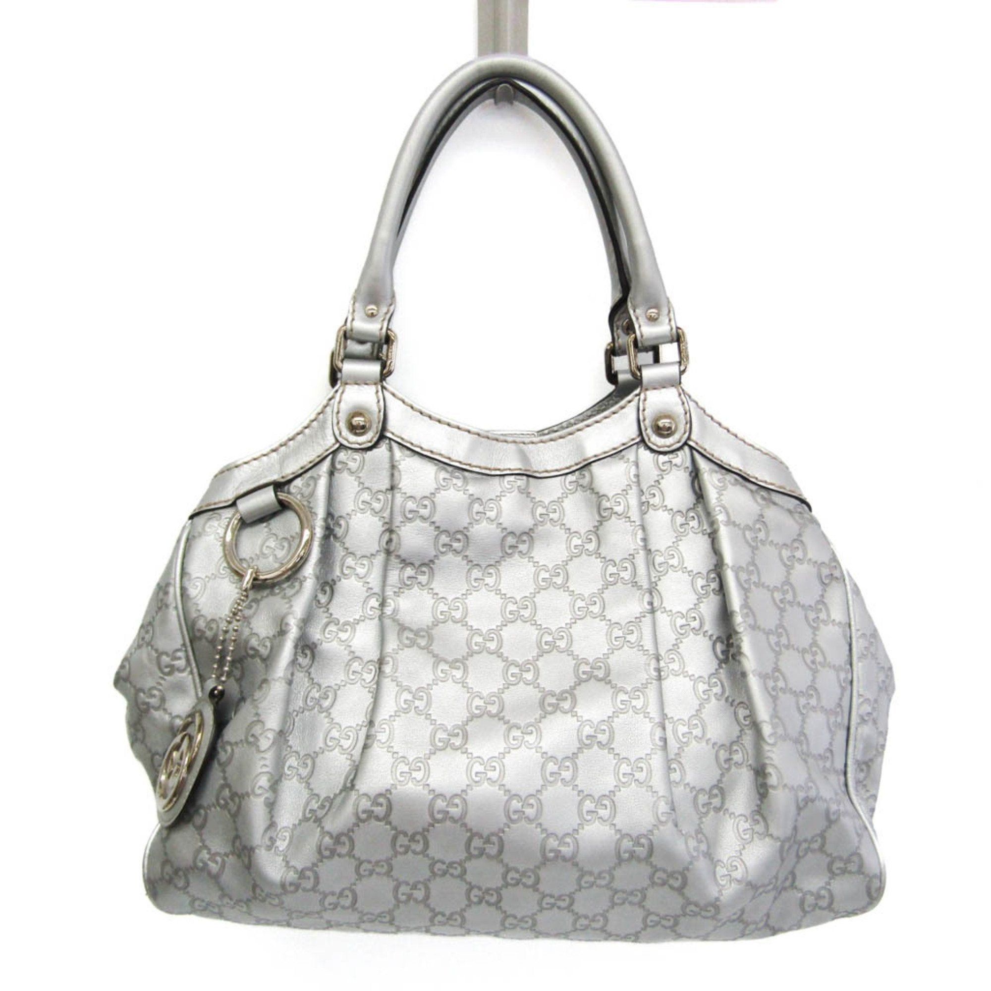 image of Guccissima Sukey 211944 Women's Leather Handbag Silver