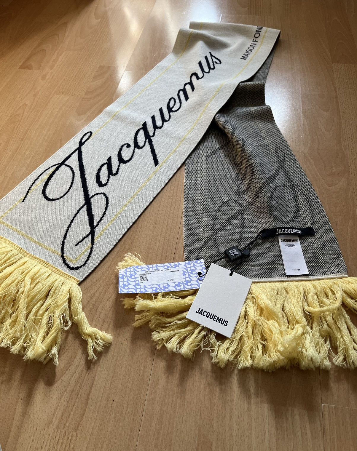 Jacquemus Jacquemus big yellow liga Script font merino wool scarf Size ONE SIZE - 2 Thumbnail