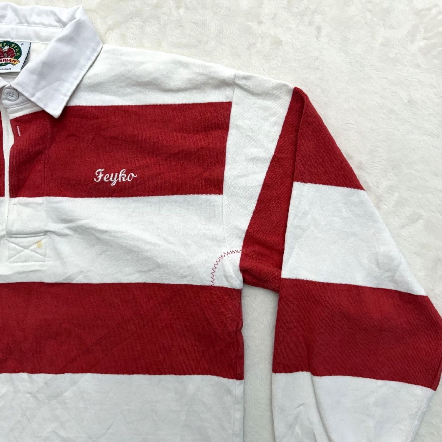 Barbarian Barbarian Rugby Polo Shirt Mens Small Red White Stripe Long Sleeve Cotton Canada Size US S / EU 44-46 / 1 - 5 Thumbnail