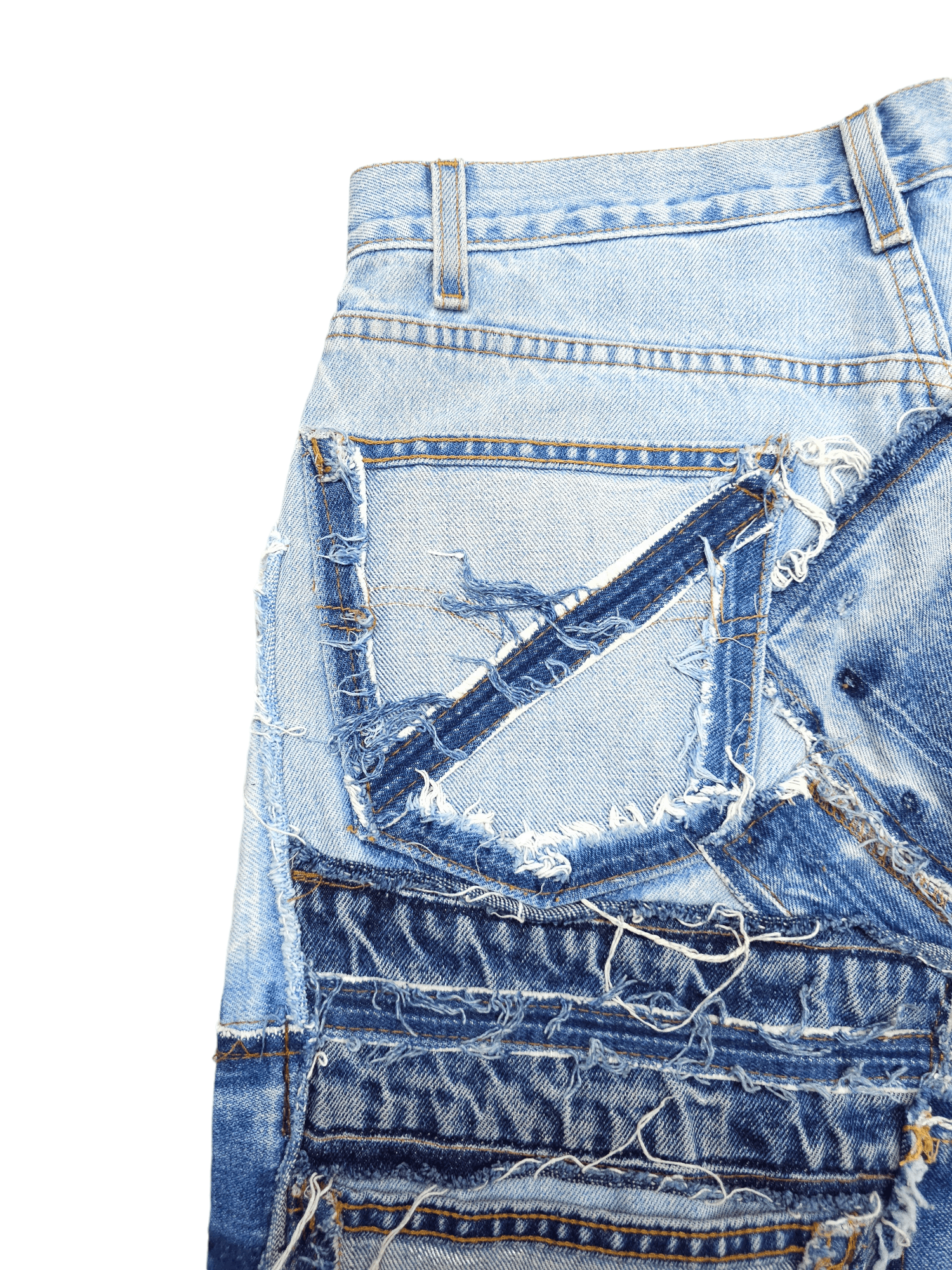 Japanese Brand × Levi's × Vintage 💎 34/32 Vintage Levi’s 505 Custom Patchwork Denim Jeans Size US 34 / EU 50 - 20 Thumbnail