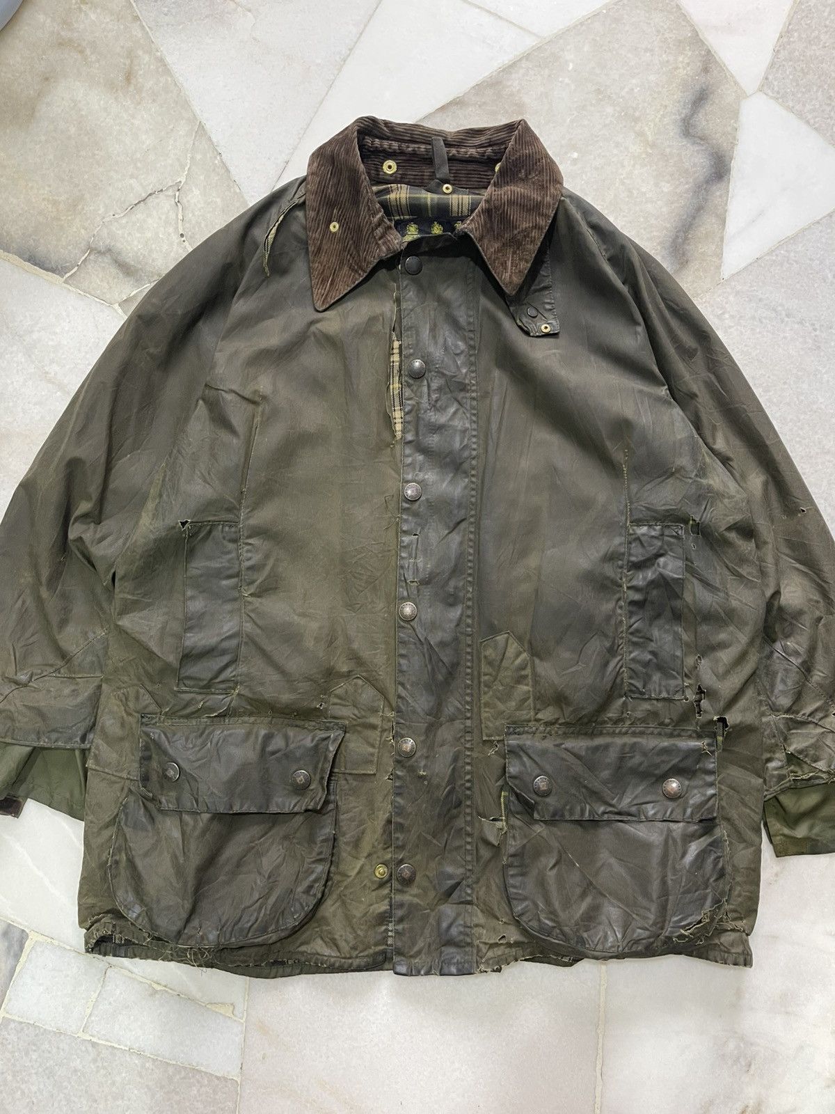 Barbour Distresssed Barbour Wax Jacket Size US L / EU 52-54 / 3 - 12 Thumbnail