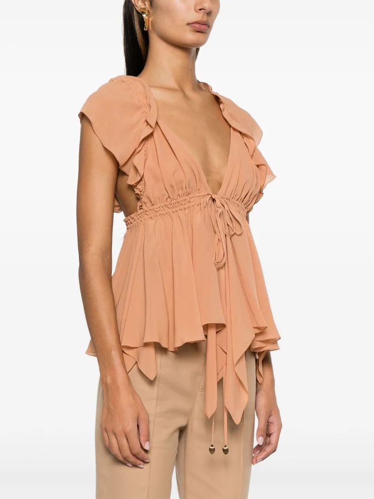 Chloe o1loc1c11025 Gathered Camisole Silk Top in Cheek Size XS / US 0-2 / IT 36-38 - 5 Thumbnail