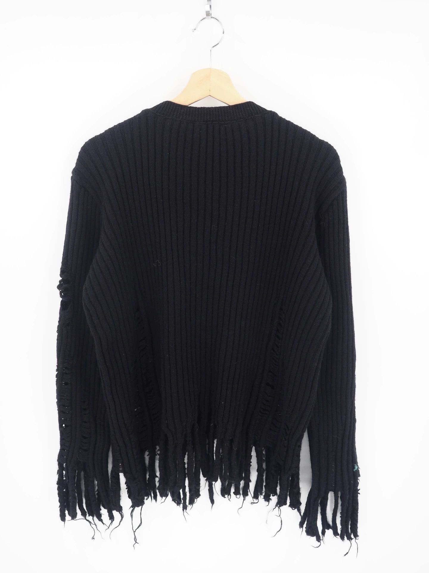 Balmain Balmain Black Distressed Fringe Women's Sweater Size 34 Size XS / US 0-2 / IT 36-38 - 2 Thumbnail