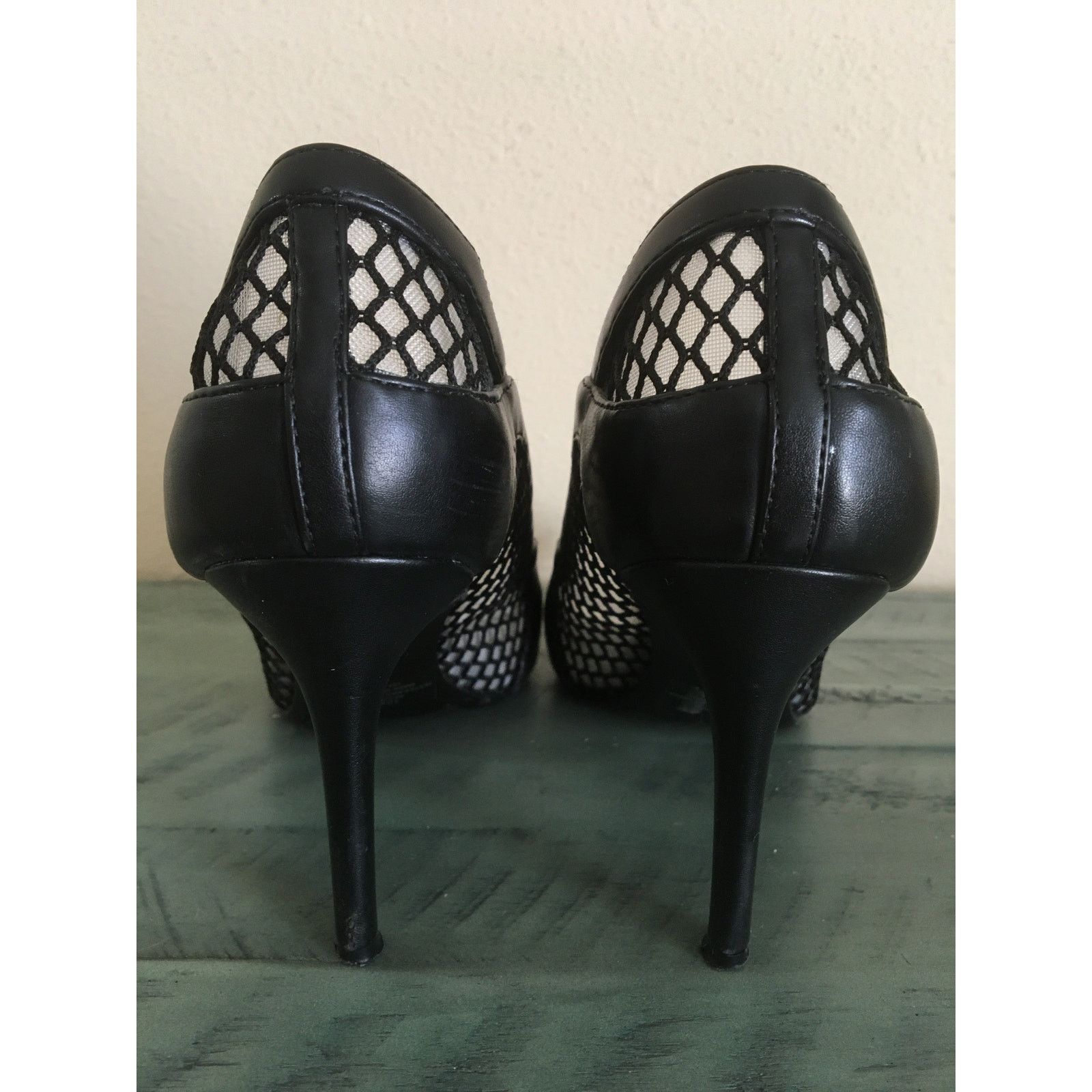 Marc Fisher Marc Fisher Dalta 10M Black Fishnet Inspired Stiletto Heels Size US 10 / IT 40 - 3 Thumbnail