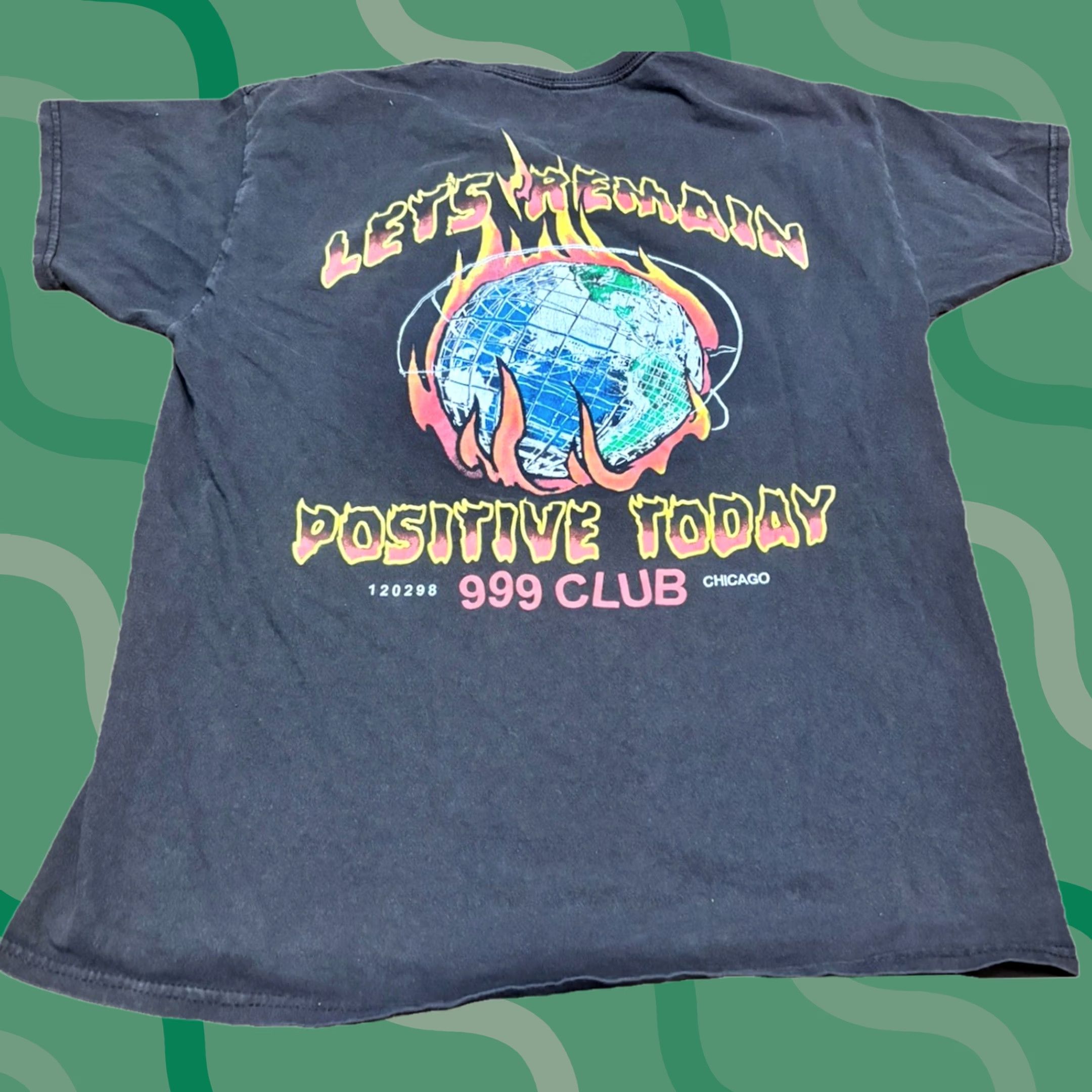 Vintage 999 Club T Shirt L Let's Remain Positive Chicago Brown Mens Size US L / EU 52-54 / 3 - 1 Thumbnail