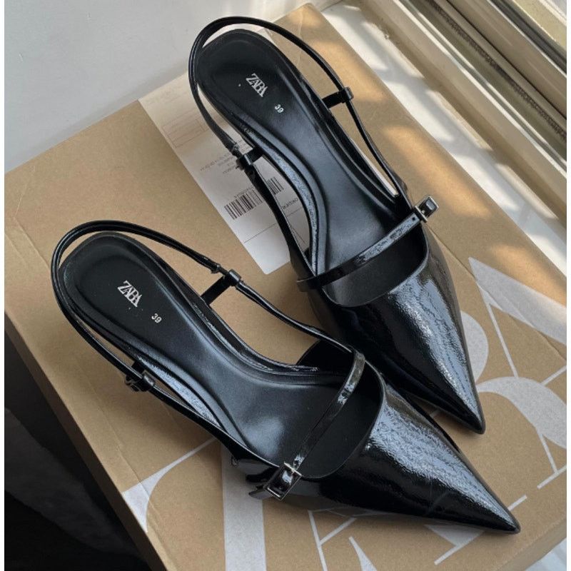 Zara ZARA Black Patent Slingbacks NWT Size 8 Size US 8 / IT 38 - 10 Thumbnail
