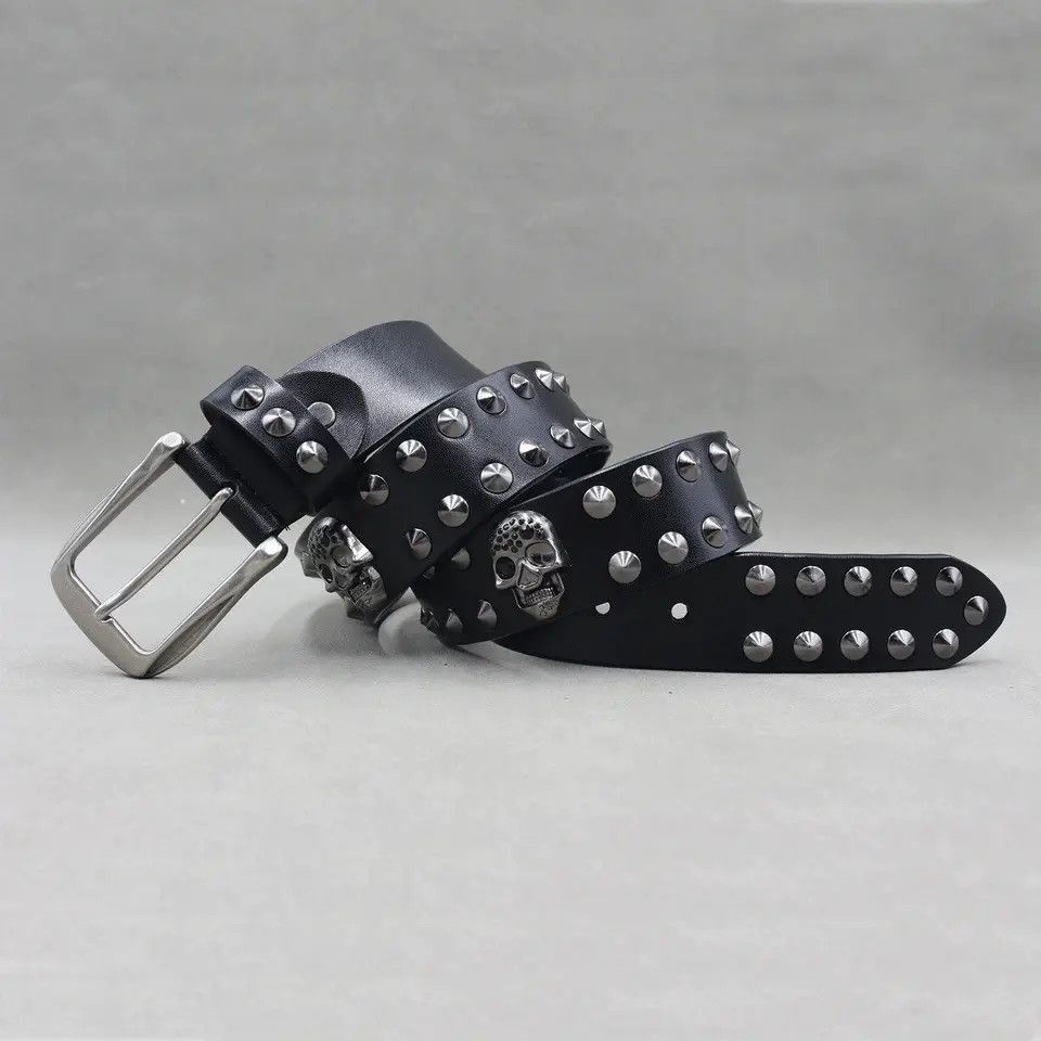 Japanese Brand × Leather Skull Rock Studded Belt Size ONE SIZE - 3 Thumbnail