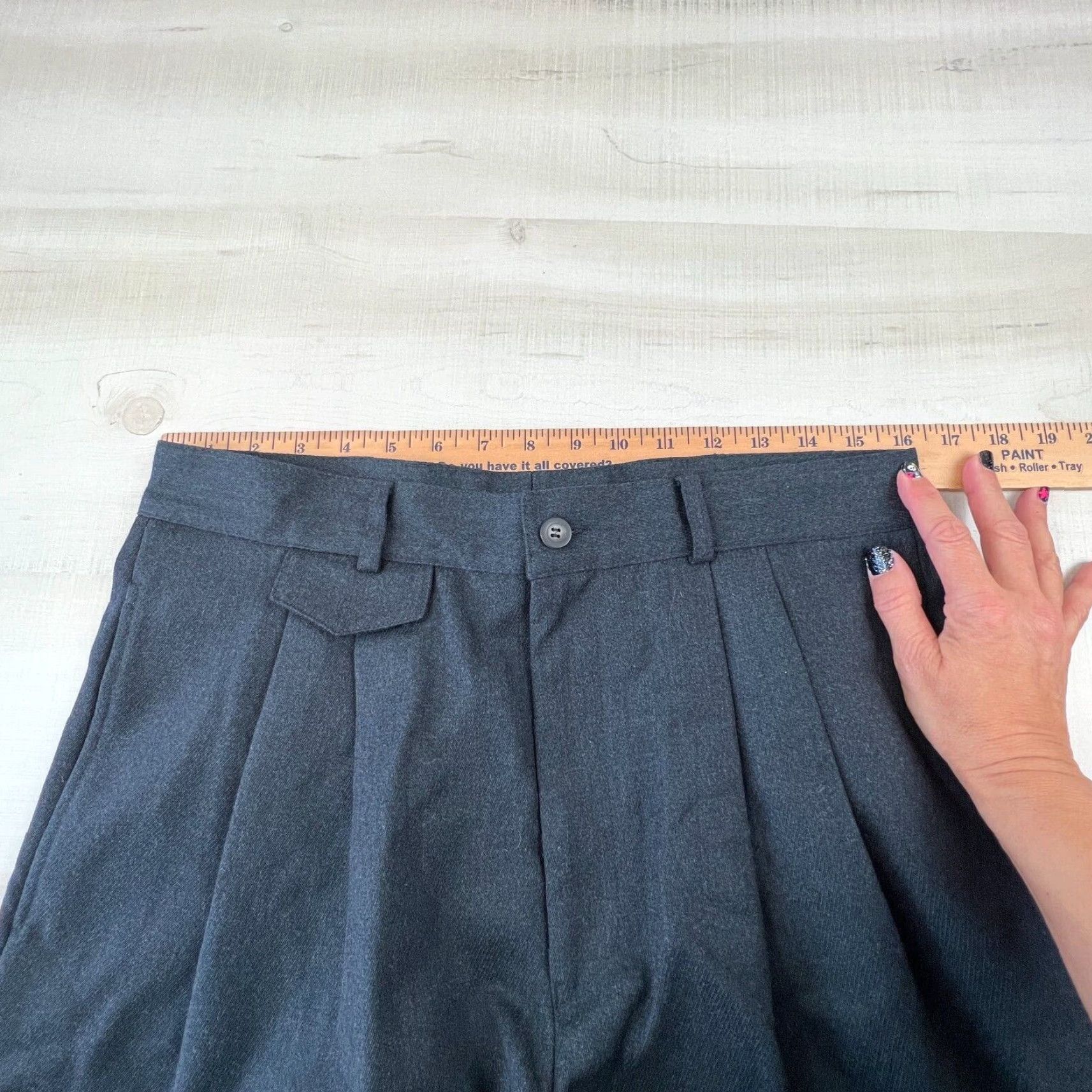 Vintage Cecilia Metheny Women's Gray Dress Pants 34 Regular Fit Pleated Wool Unhemmed Made in Italy Size 24" / US 00 / IT 34 - 7 Thumbnail