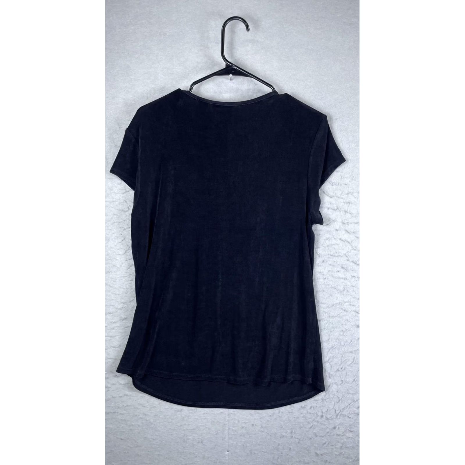 Vintage Chico's Travelers Shirt Womens 3 Black V Neck Ruched Short Sleeve Stretch Top T-Shirt Size XS / US 0-2 / IT 36-38 - 5 Thumbnail