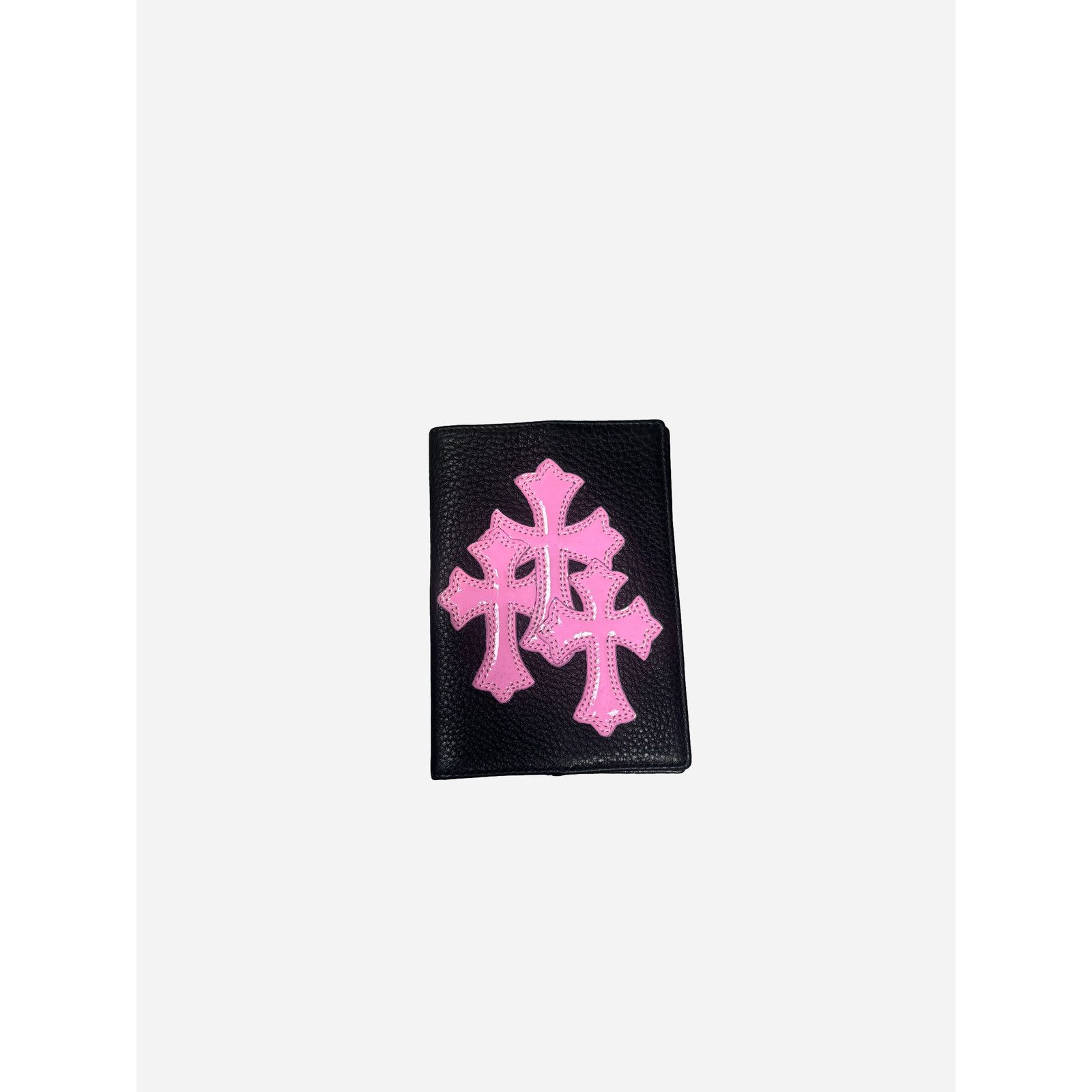 Pre-owned Chrome Hearts Multi Pink Cemetery Patch Passport Wallet In Black