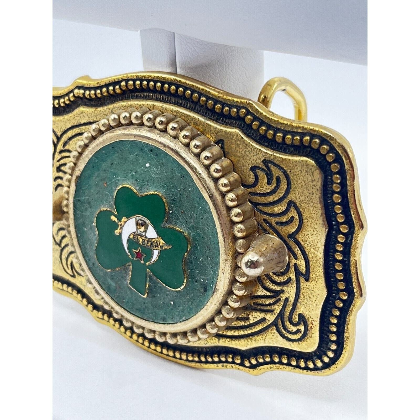The Unbranded Brand El Bekal Shriners 3-Leaf Clover Gold Tone Belt Buckle Size ONE SIZE - 5 Thumbnail