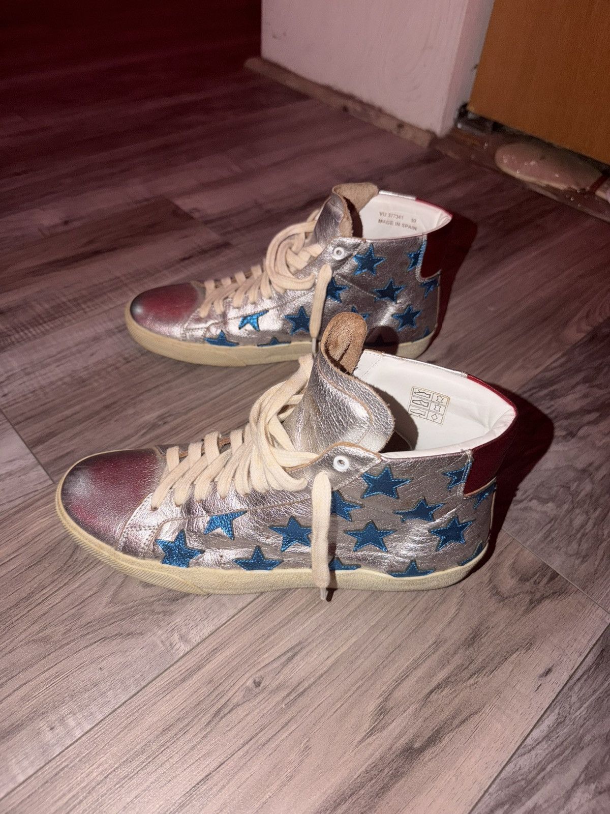 Yves Saint Laurent Saint Laurent High Top Blue Stars Size US 6.5 / EU 39-40 - 3 Thumbnail