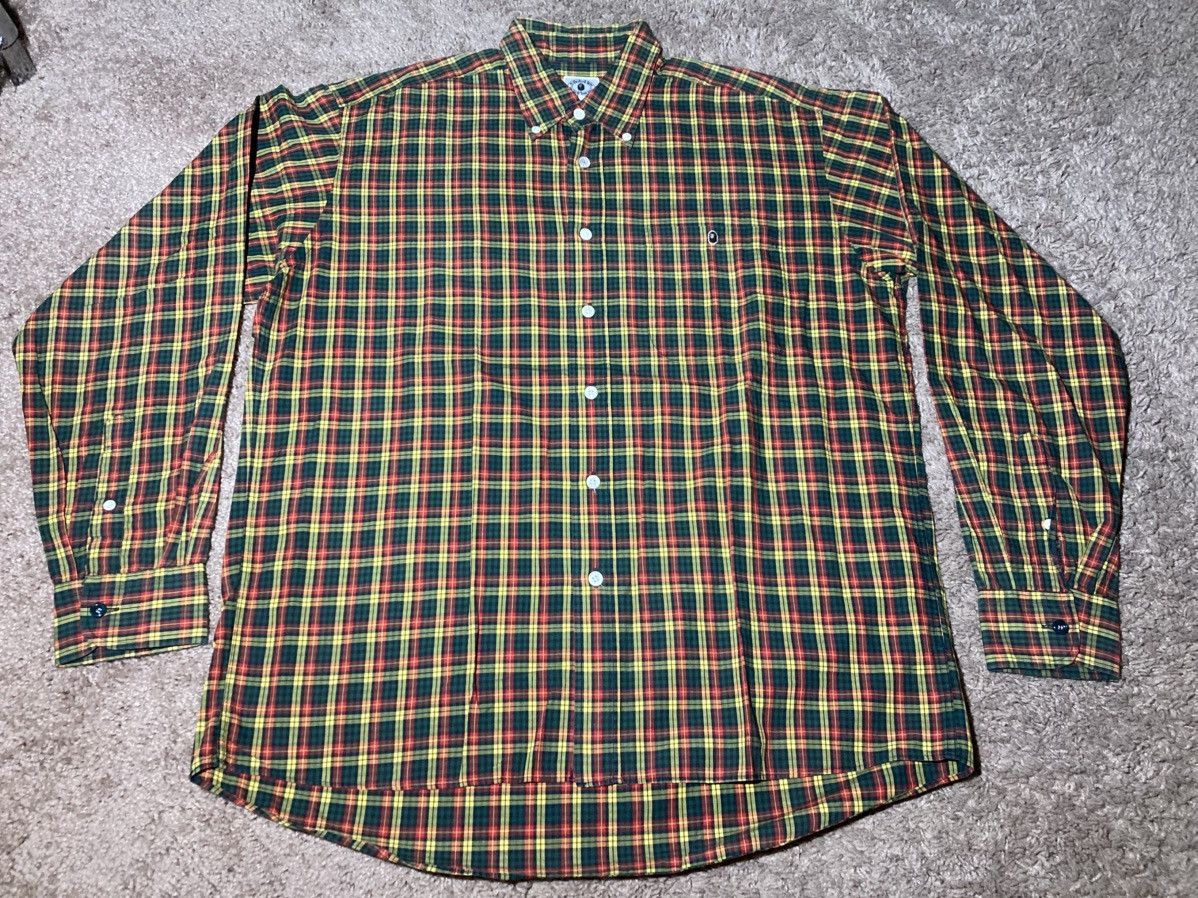 Bape 1996 Bape Plaid Green Red Button Down 90s Ape Logo OG Nigo Size US M / EU 48-50 / 2 - 2 Thumbnail